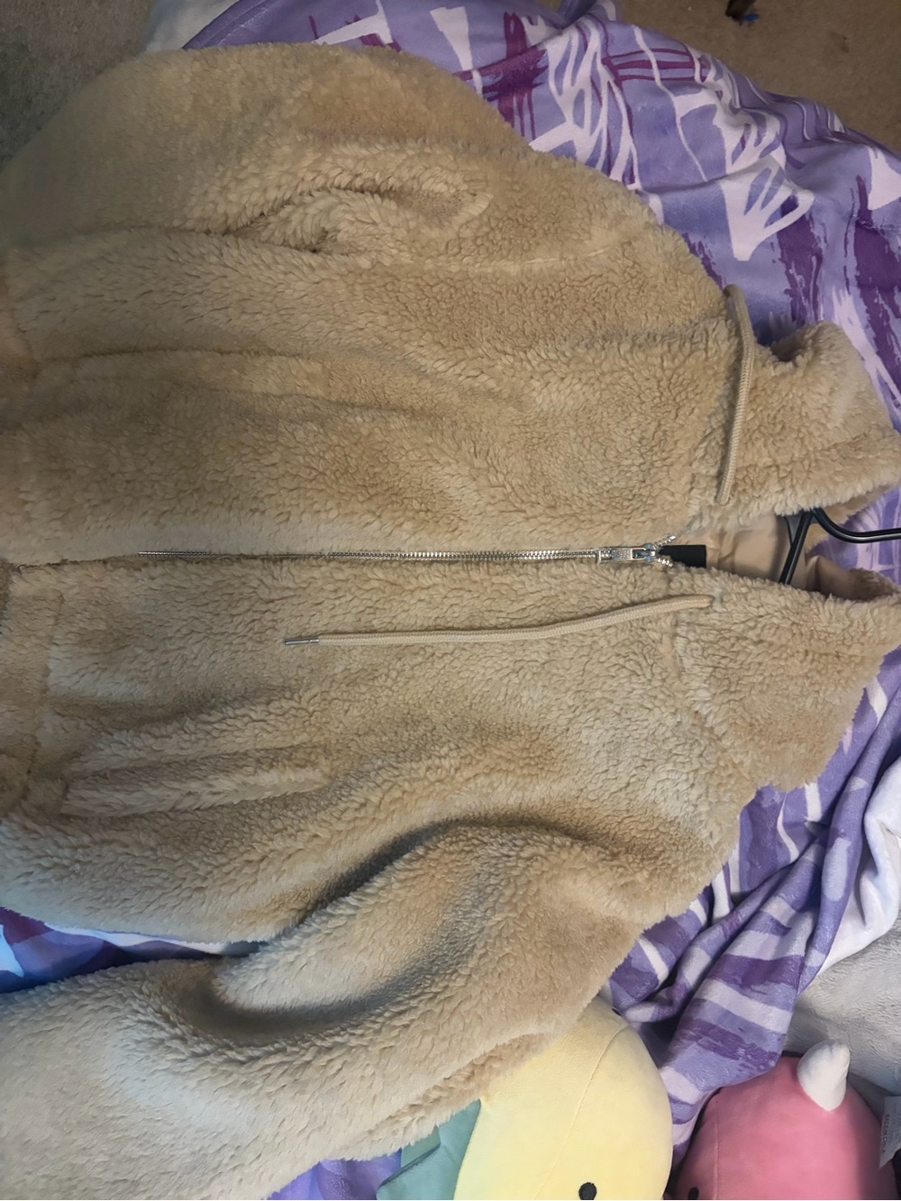 Ambiance Beige Teddy Sherpa Full-Zip Jacket
